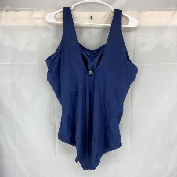 Lands End Women 24W DDD One Piece Swimsuit Slimming Navy Blue Stretch Swim Pool - Picture 3 of 10